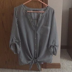 The Limited Brand Black & White Striped Blouse